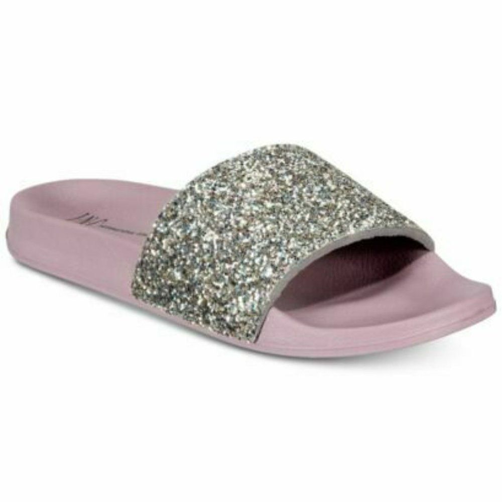 INC Purple Glitter Pool Slides Slippers Large 9-10 NWT